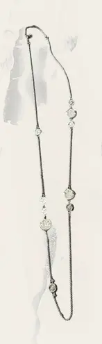 Silver Toned Chain & Disc 17" Long Necklace Lobster Claw Clasp