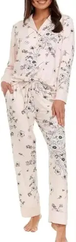 Flora Nikrooz NWT FN Women's Super Soft Satin Pajama Set with Notch Collar Pink XL