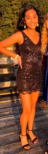 GB Black Sequin Homecoming Dress