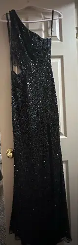 Primavera Couture Black Sequin Prom Dress