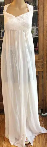 Empire Waist neglige Sleeveless Lace Bodice V Neck Long Length Small