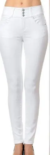 Wax Jean Wax size 14 white Women's High-Rise Push-Up Super Comfy 3-Button Skinny Jeans