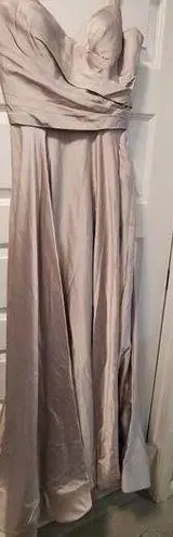 Woman's Femme Strapless Satin Ball Gown Silver.a20 Silver Size 10