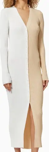 STAUD Women's Shoko Beige Ivory Rib Knit Sweater Dress Size XS NEW NWOT Tan