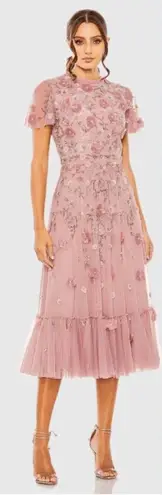 Mac Duggal   9212 Embellished High Neck Cap Sleeve A Line Dress Pink 12