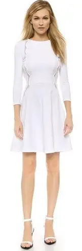David Lerner Lace Panel Fit & Flare Dress White XS Skater Elbow Sleeves
