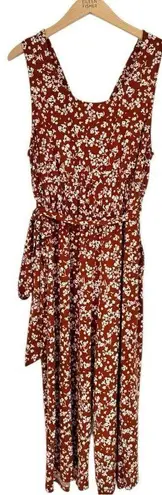 Kaileigh Kalieigh Maternity Ora Knit Crop Jumpsuit in Burnt Orange Floral 1X Sleeveless