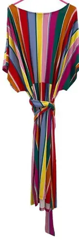 Eloquii Dress Size 26 Stripe Curvy Plus Wrap Super Stretchy Candy Rainbow NWT