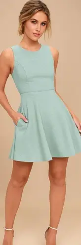 Lulus Winsome Mint Blue Backless Skater Dress Size S Green