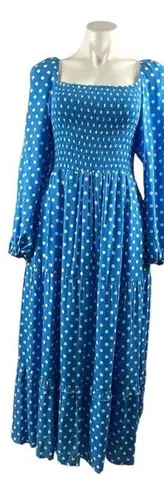 Dolan Anthropologie Left Coast Laney Polka Dot Maxi Dress in Blue and White Size L