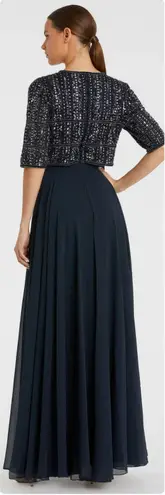 Mac Duggal Style 9180 Beaded Cape Top Formal Gown Midnight Blue Sz 4 NWT