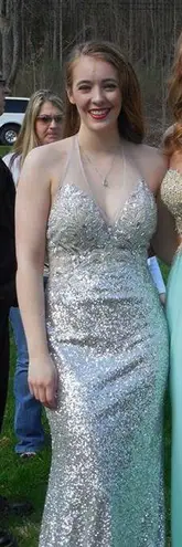Black Label Silver Sequin Prom Dress