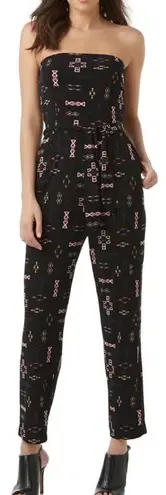 Strapless Tribal Jumpsuit Black Size M