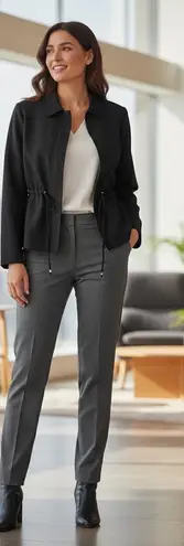 A Byer A. Byer California Blazer Womens Black Zipper Front Modern Chic Fits Size Medium