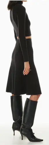 Aritzia  Wilfred Reyna High Rise Crepe Midi Skirt Flared Zipper Black Size 0