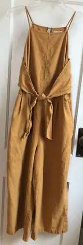 Greylin Mustard Yellow Linen Jumpsuit
