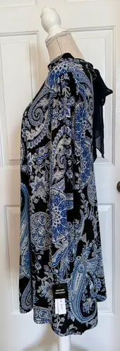 Robbie Bee Long Sleeve Paisley Puff Print Shift Dress Stretch Sz M Brand New