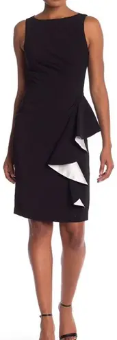 Carmen Marc Valvo NWT $295  Crepe Ruffle Front Sheath Dress