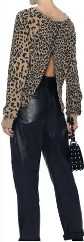 Current/Elliott CURRENT/ELLIOT Leopard Open Back Sweatshirt Size 2 (M) - Image 1