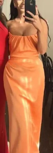 House Of CB Alora Strapless Corset Midi Dress in Tangerine Size Small