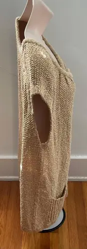 margaret o'leary Gold Knit Short Sleeve Cardigan with Pockets, size L