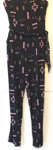Strapless Tribal Jumpsuit Black Size M