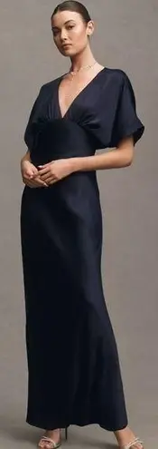 BHLDN Anthropologie Amelia Deep-V Satin Maxi Dress size 22 W