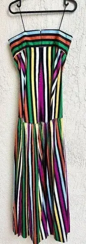 Caroline Constas strapless rainbow stripe multi maxi dress small