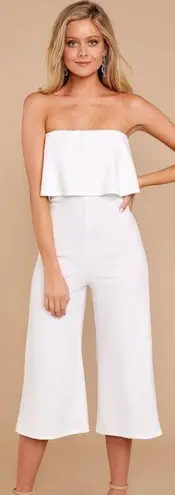 Blue Blush White Ruffle Crop Jumpsuit