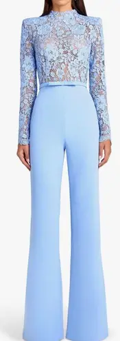 NWT NADINE MERABI Maddie Lace Long Sleeve Wide Leg Jumpsuit sz 14 Blue