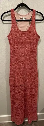 LC Lauren Conrad Crochet Sleeveless Salmon Pink Maxi Dress