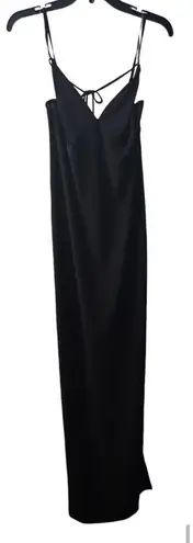 Haha Slinky Maxi Dress Black Spaghetti Strap Tie Back Formal Gown Black Size M