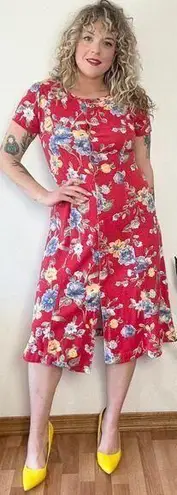 White Stag 90s Y2K Red Button Up Midi Dress size M