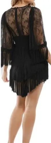 Alice McCALL Ready Girl Black Lace Fringe Dress with Tassels Size US 6