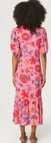 Rhode | Ester Midi Dress in Rouge Akiko | Pink Floral | Sz 2