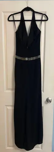 Jovani Black Halter Top Formal Dress