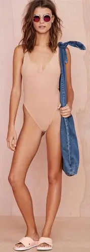 Nasty Gal Brand new  Backless One Piece Ribbed High Leg Swimsuit