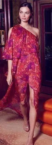 MISA Los Angeles One Shoulder Araya Asymmetric Flutter Ethereal Dress NWT L $410