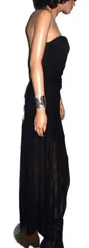 La Scala Black High Low Sequin Strapless Dress S