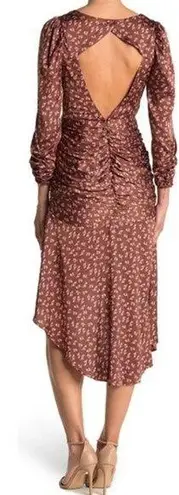 Lush Clothing NWOT LUSH Surplice Neck Gathered Front Open Back Midi Dress In Merigold Size L