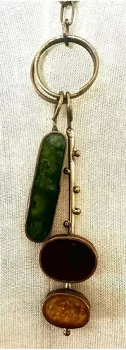 Copper brass colorful long pendant necklace