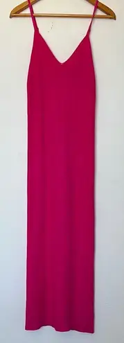 Freshman 1996 Ribbed Knit Tank Dress Fuchsia Pink Midi Bodycon Size Medium Pink