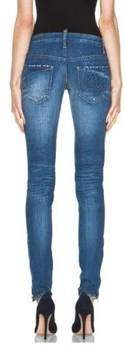 DSquared NWT Dsquared2 Button Fly Super Slim Distressed Skinny Jeans Blue Women's Size 30 - Image 2
