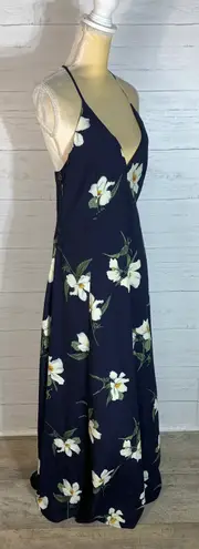 Olivia Grey Navy Maxi Floral Dress Size Large juniors