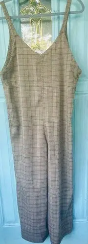 Hem & Thread Brown Jumpsuit Women’s Small S Plaid Overall Jumpsuit New W Tags