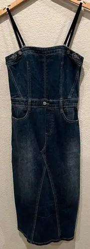 Wash Lab Retro Denim Corset Dress Size Small Blue