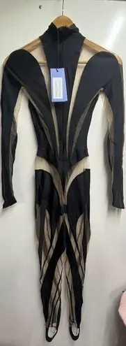 MUGLER NWT Paneled High Neck mesh jumpsuit *FLAWED* Size 2 (34) Women’s Designer Black