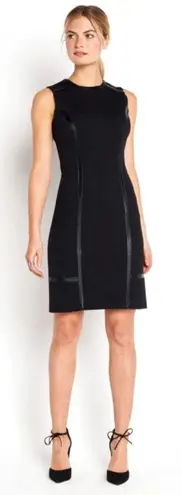 Of Mercer Dress Women 6 Black White Stitching Sleeveless Back Zip Sheath Mini