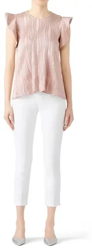 Hunter Bell RTR Ava Pleated Short Sleeve Rose Gold Top Sz L