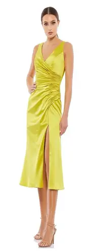 Mac Duggal 26625 MIDI Satin Dress - Chartreuse